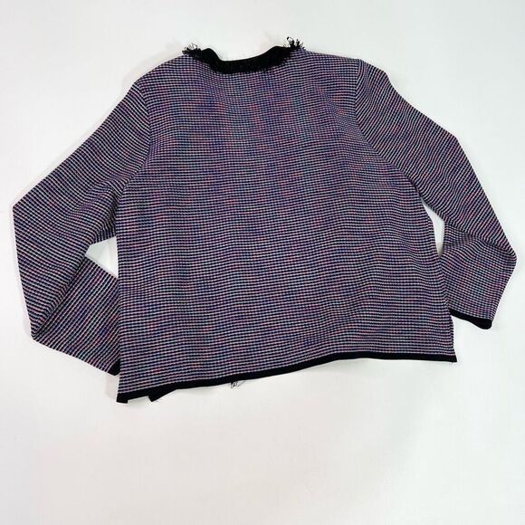 Misook Cardigan Jacket Womens XL Multicolor Open Front Woven Acrylic Fringe Trim - Picture 7 of 8